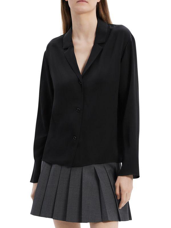 Theory Notch Collar Silk Blouse