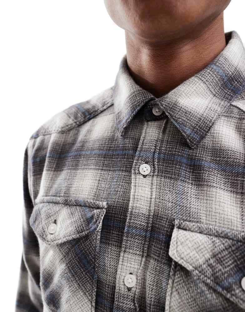 HOLLISTER Hollister boxy western shirt in grey check 3
