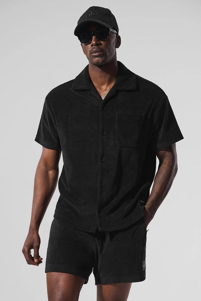Alo Coastal Terry Button Up - Black 2