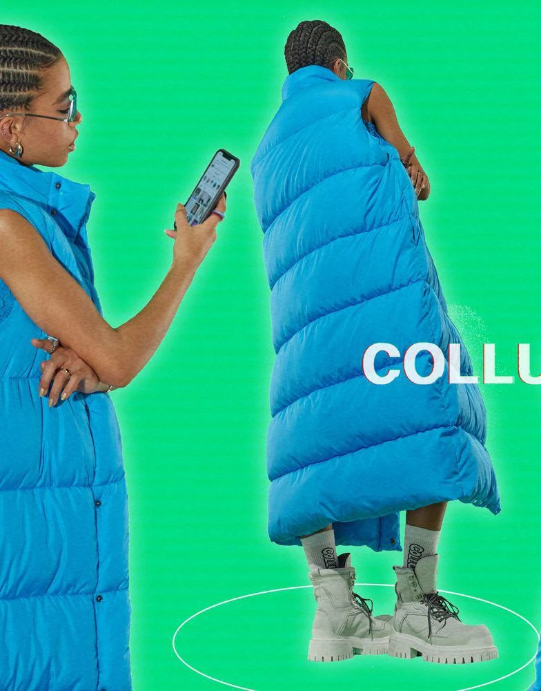 Collusion COLLUSION Unisex maxi sleeveless puffer coat in blue 2
