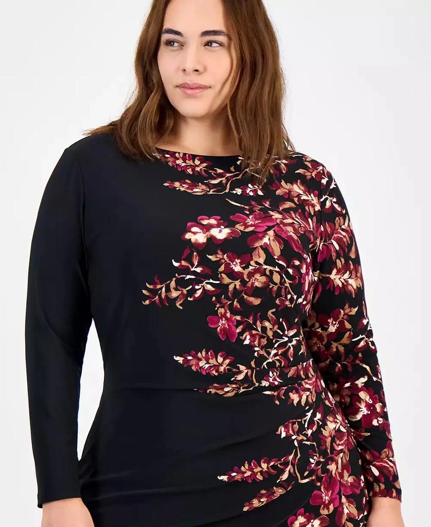 Kasper Plus Size Printed Long-Sleeve Sheath Dress 4