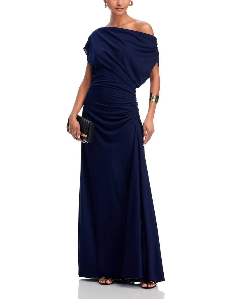 AQUA Off-the-Shoulder Ruched Jersey Gown - Exclusive 2