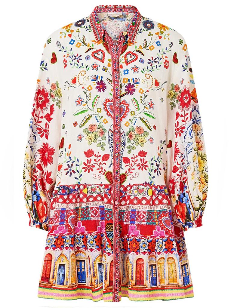 Camilla Camilla Long Sleeve Tiered Short Dress