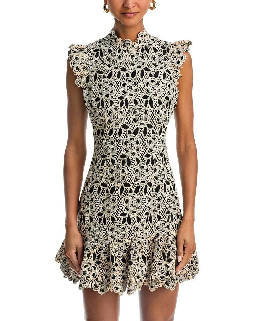 AQUA Floral Mock Neck Mini Dress - Exclusive 7