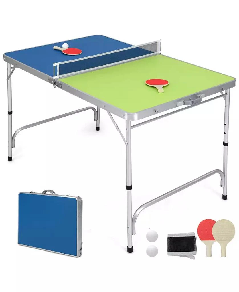 KUYOTQ Foldable Ping Pong Table Game Set Mini Table Tennis Table with Adjustable Height 1
