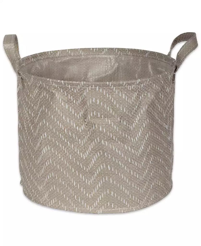 Design Imports Polyethylene Coated Woven Paper Laundry Bin Tribal Chevron Stone Round Small Set of 2