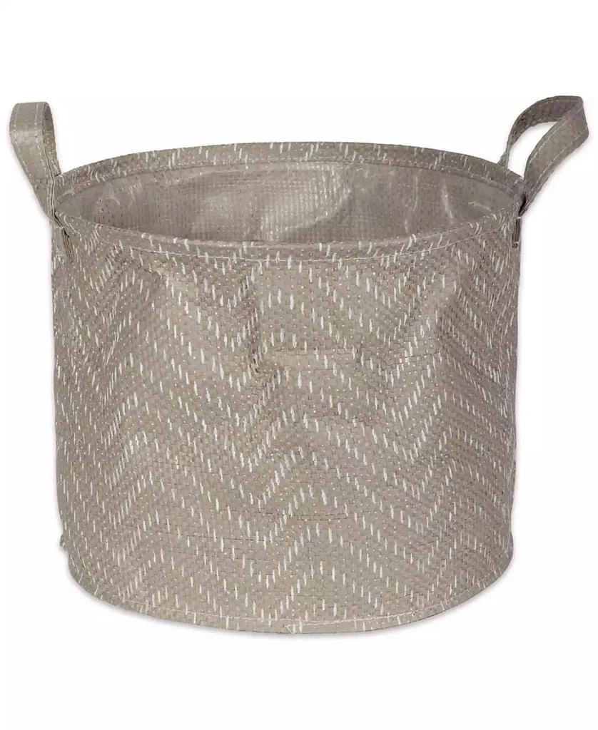 Design Imports Polyethylene Coated Woven Paper Laundry Bin Tribal Chevron Stone Round Small Set of 2 2