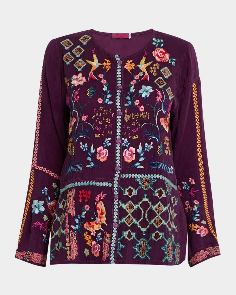 Johnny Was Primavera Catina Embroidered Blouse 1