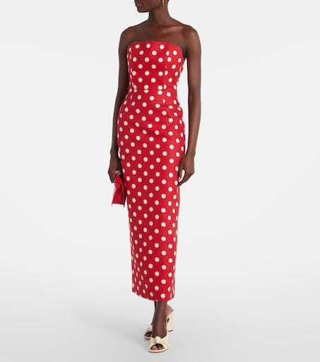 chinese dress ladies The Navy V Neck Polka Dot Lace Ruched Maxi Dress