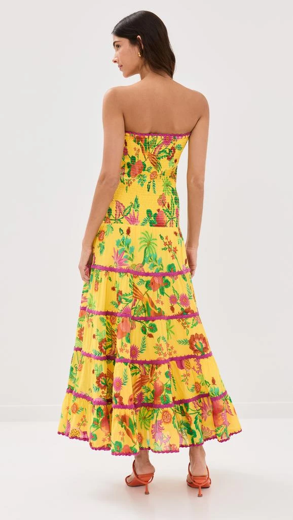Farm Rio Delicate Fruit Garden Yellow Smocked Maxi Dress 2