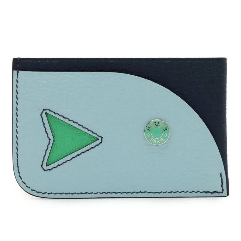 Hermes blue Zephyr Vert Chevre Myzore Leather Card Case (Pre-Owned)