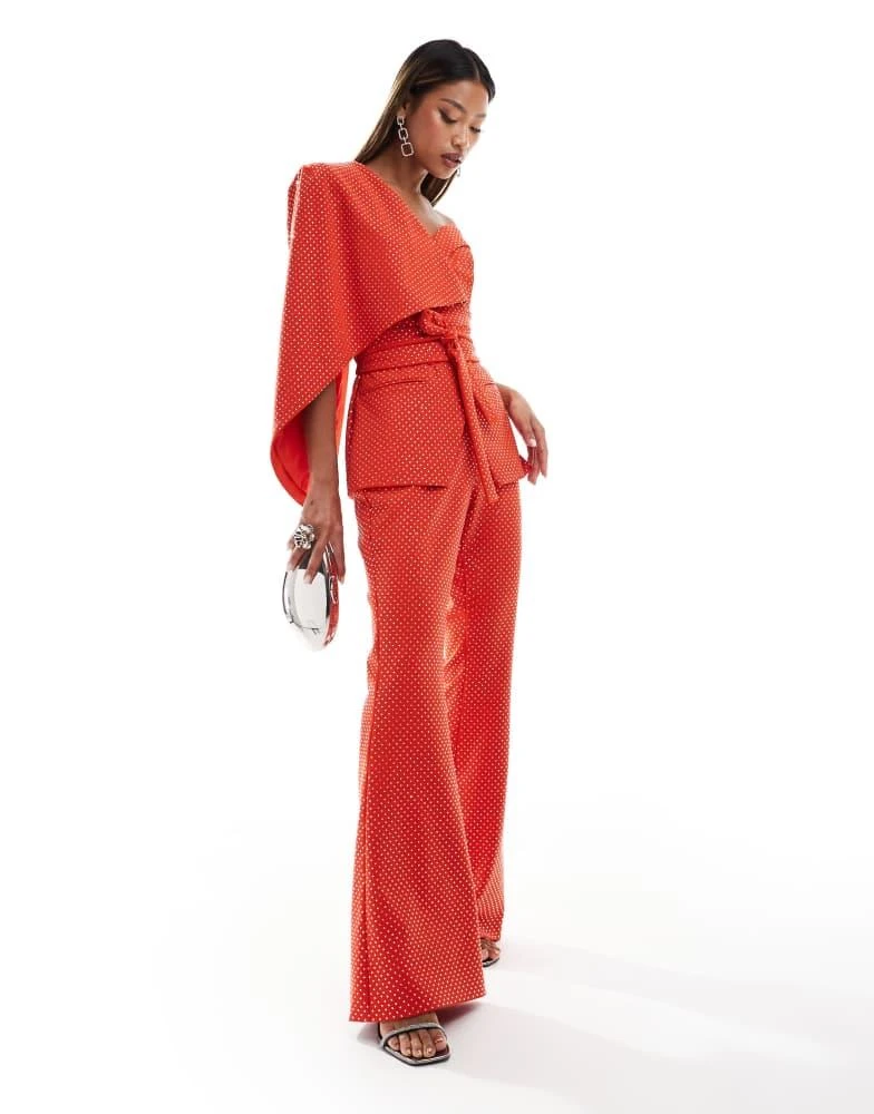 Lavish Alice Lavish Alice crystal embellished classic cape blazer in red 1