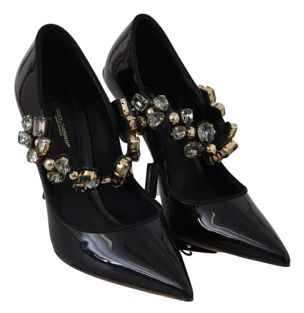 Dolce & Gabbana Dolce & Gabbana Black Leather Crystal Shoes Mary Jane Pumps 5