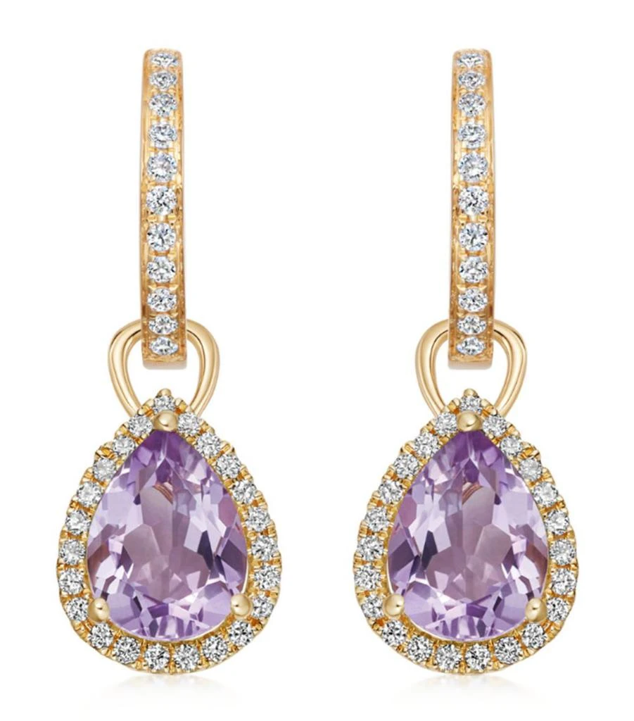 Kiki McDonough Yellow Gold, Diamond and Amethyst Grace Earrings 1