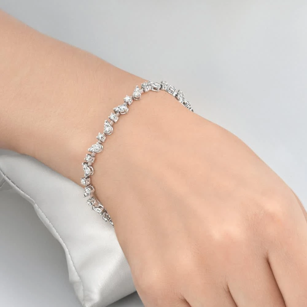 Pompeii3 3.43Ct 14k White Gold Natural Real Diamond Pear Frame Tennis Bracelet 7" Women
s 4