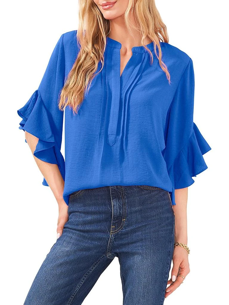 Vince Camuto Womens Ruffle Sleeve Split Neck Blouse 3