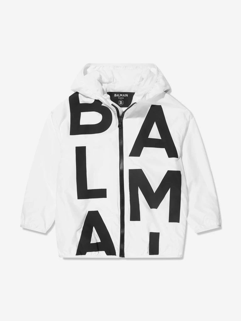 Balmain Balmain Boys Logo Print Hooded Jacket in White