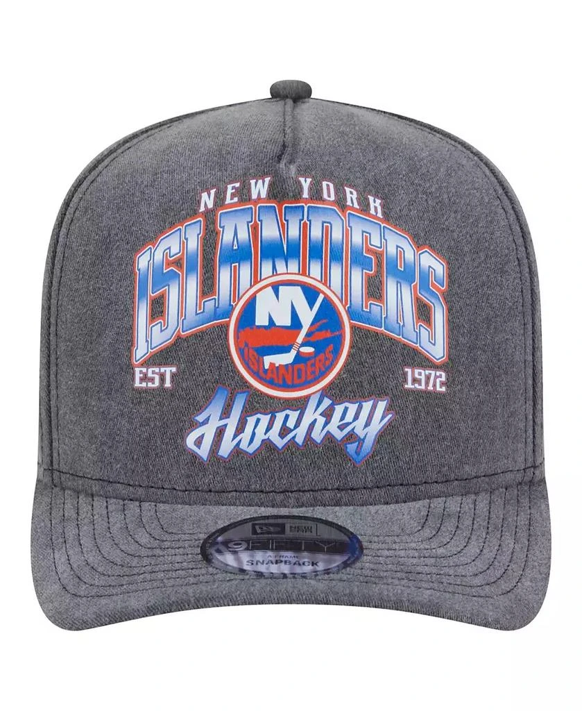 New Era Men's Charcoal New York Islanders Throwback Washed A-Frame Pre-Curved 9FIFTY Snapback Hat 2