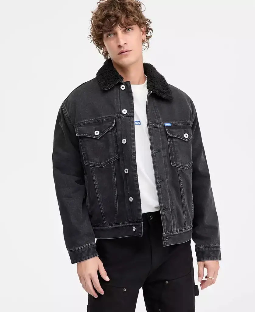 Dex Stone Wash Denim Trucker Jacket with Fleece Collar – On Sale Now ...