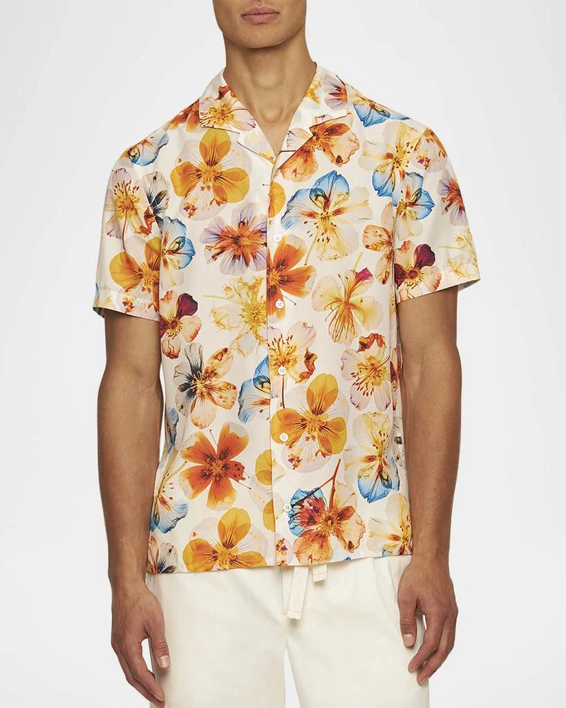 Orlebar Brown Men's Lyocell Floral-Print Camp Shirt 4