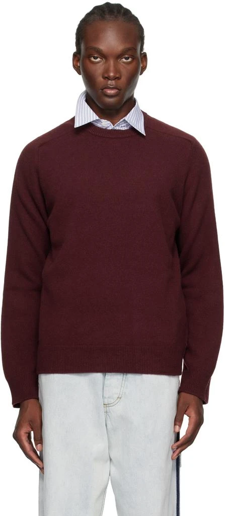MAISON MARGIELA Burgundy Washed Lambswool Sweater 1