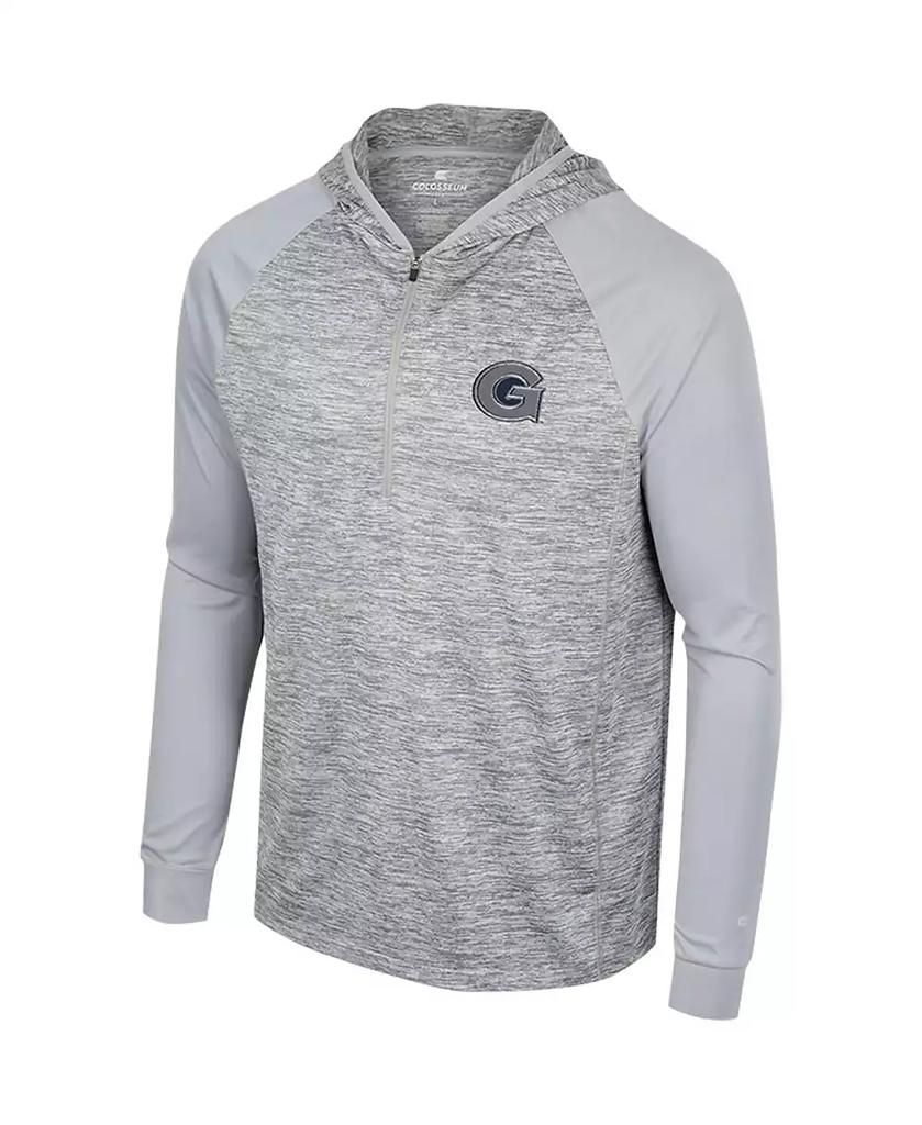 Colosseum Men's Gray Georgetown Hoyas Cybernetic Raglan Quarter-Zip Hooded Top