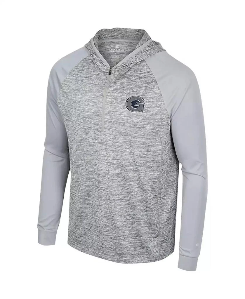 Colosseum Men's Gray Georgetown Hoyas Cybernetic Raglan Quarter-Zip Hooded Top 2