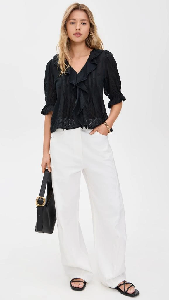 Madewell Pintucked Ruffled Puff Sleeve Top 4