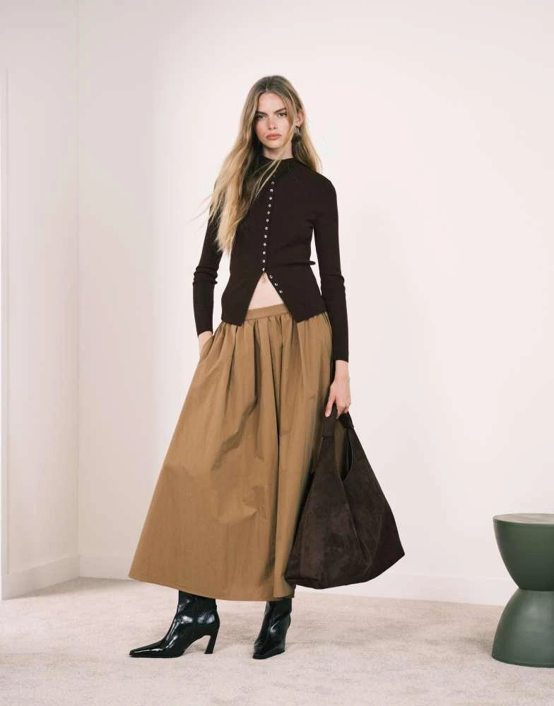 knee length dresses for ladies Tie Neck Volume Skirt Midi Dress – Odd Muse main image 1