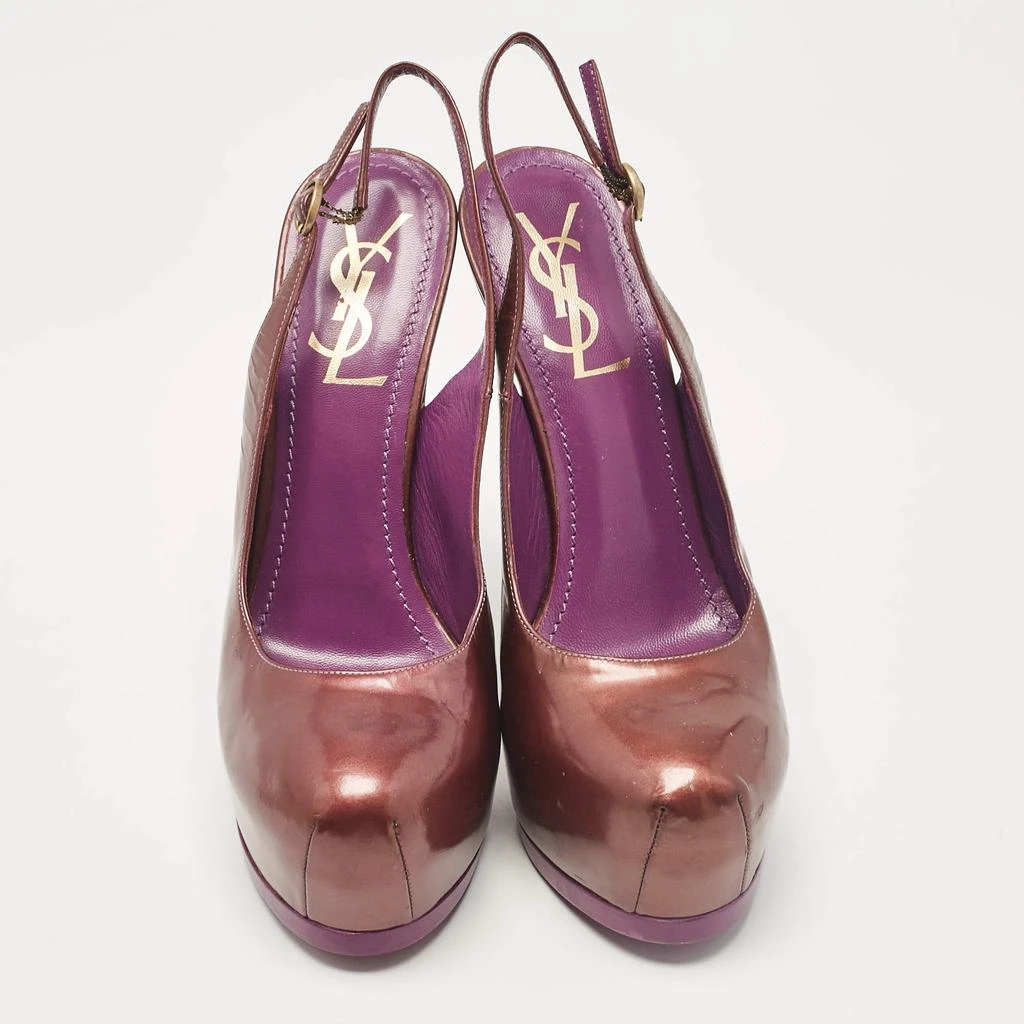 Yves Saint Laurent Yves Saint Laurent Purple Patent Leather Tribtoo Slingback Pumps Size 37 3