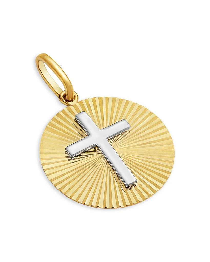 Bloomingdale's Fine Collection 14K Yellow Gold & White Gold Cross Disc Pendant 3
