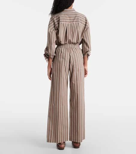 Brunello Cucinelli Striped cotton-blend wide-leg pants 3