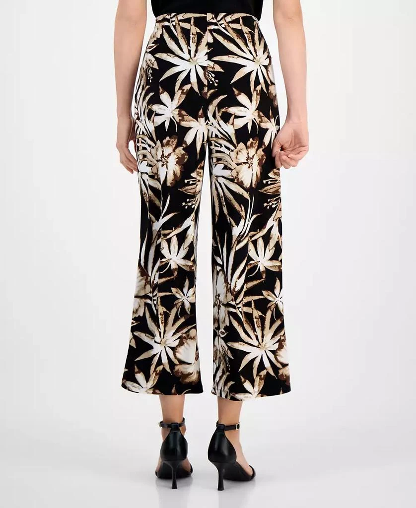 AK Anne Klein Women's Printed Pull-On Wide-Leg Pants 4