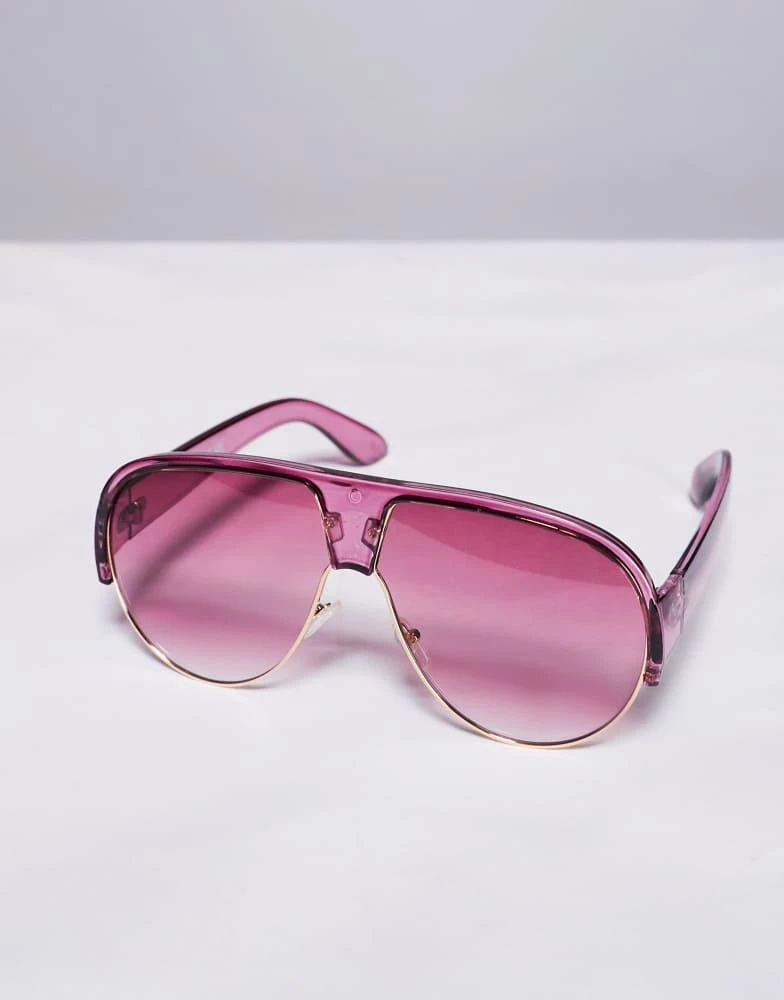 River Island River Island oversized aviator sunglasses in pink 2