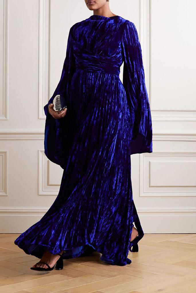A.W.A.K.E. Mode Belted crinkled-velvet maxi dress