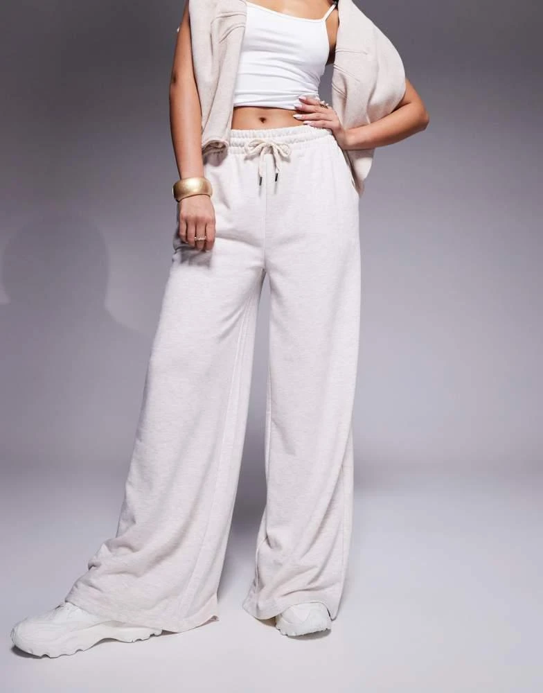 River Island River Island marl wide leg jogger in beige 3