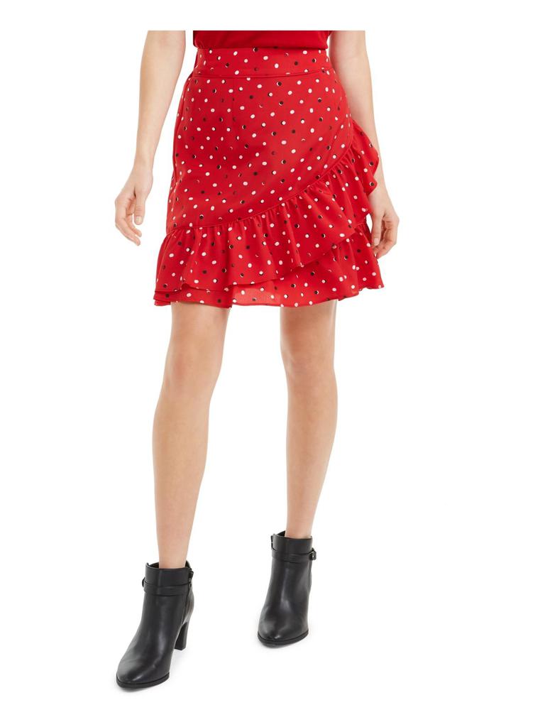 Maison Jules Womens Printed Ruffled Skirt
