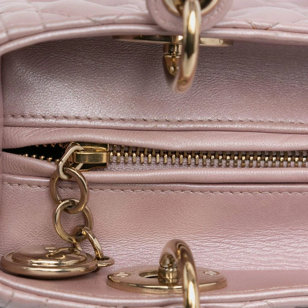 Dior Dior Pink Pearlescent Lambskin Medium Cannage Lady Dior Tote Bag 6