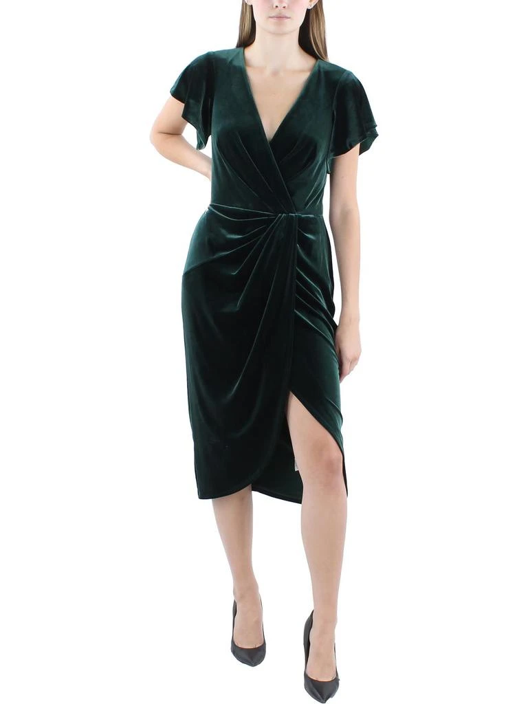 Ralph Lauren Womens Velvet Mid-Calf Cocktail And Party Dress 1