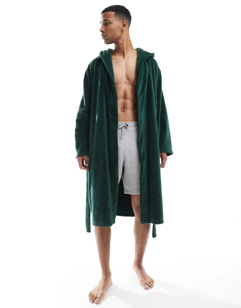 Urban Threads Urban Threads fleece robe in forest green 2