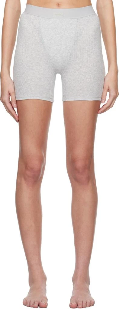 SKIMS Gray Cotton Rib Boy Shorts 1