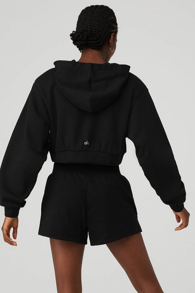 Alo Cropped Headliner Shoulder Pad Hoodie - Black 3