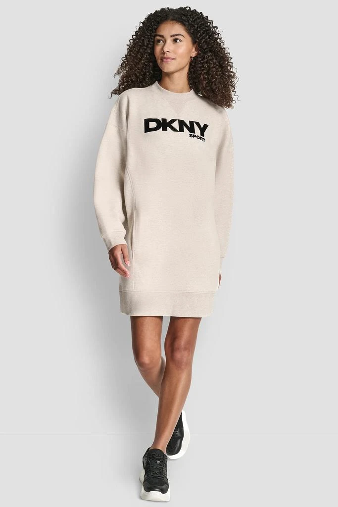 DKNY FLOCKED LOGO SHIFT SNEAKER DRESS 1