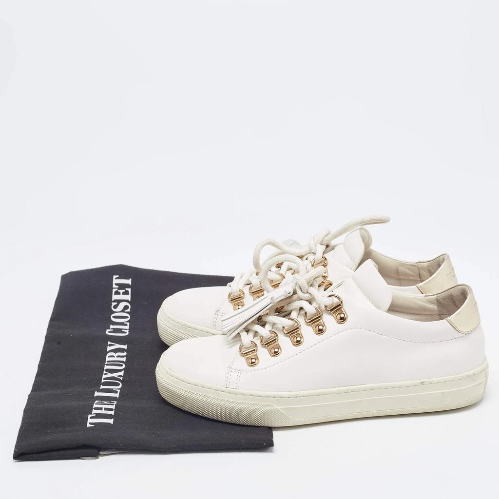 Tod's Tod's White Leather Tassel Lace Up Sneakers Size 34.5 9