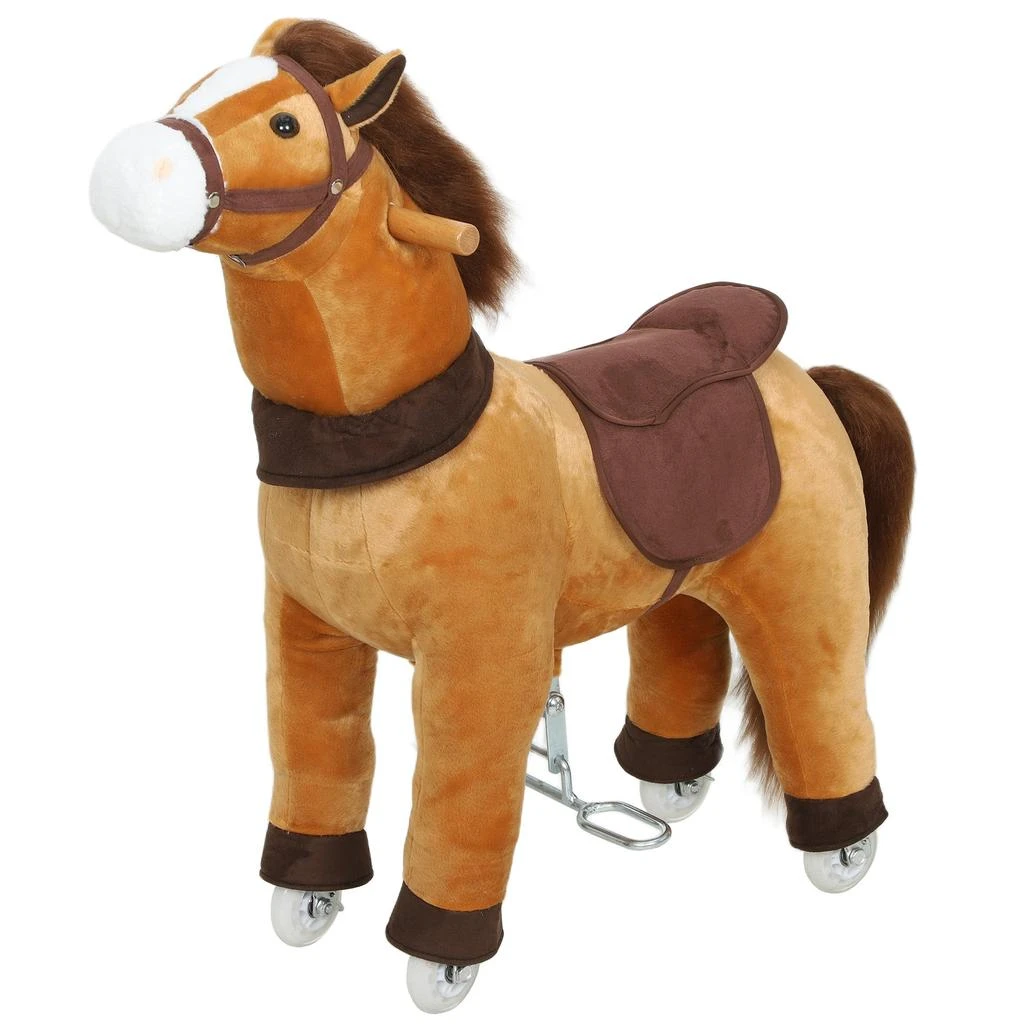 BreeBe Plush Pony Ride-On with Wheels for Kids