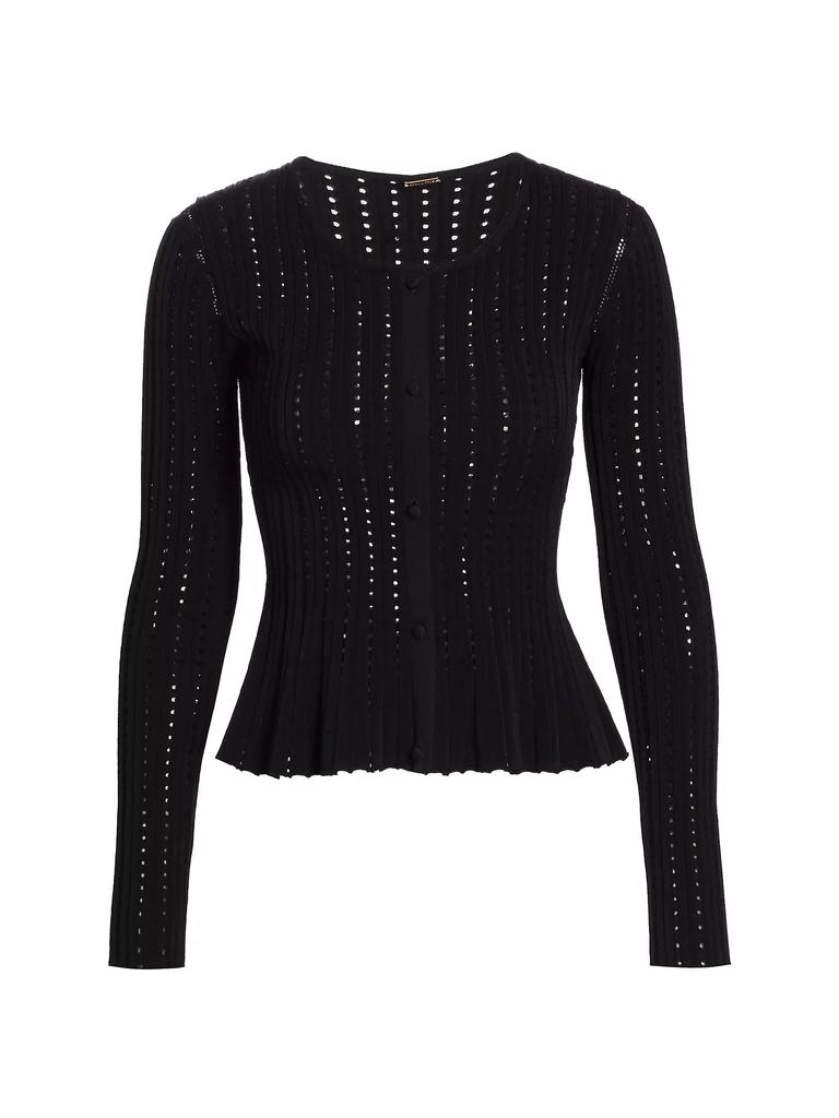 Adam Lippes Pointelle Knit Peplum Cardigan