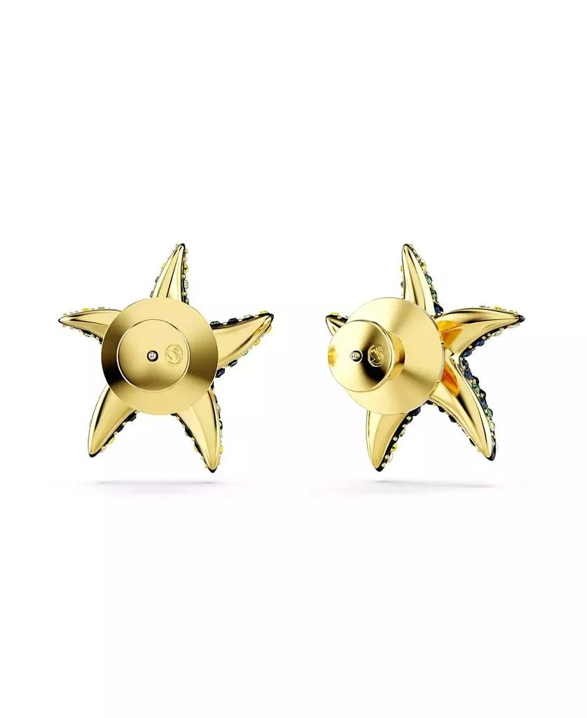 Swarovski Starfish, Small, Blue, Gold-Tone Idyllia Stud Earrings 2