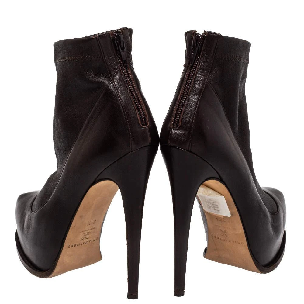 Brian Atwood Brian Atwood Burgundy Leather Ankle Length Boots Size 38.5 5