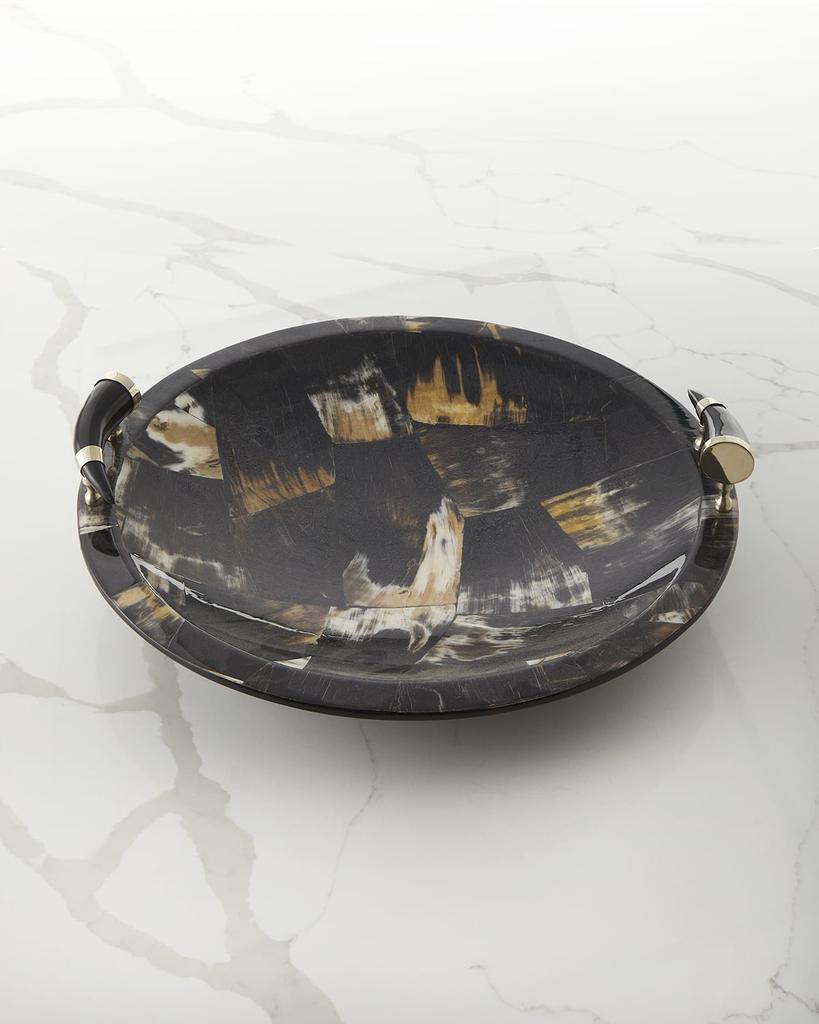 LADORADA Round Horn Domino Platter With Horn Handles