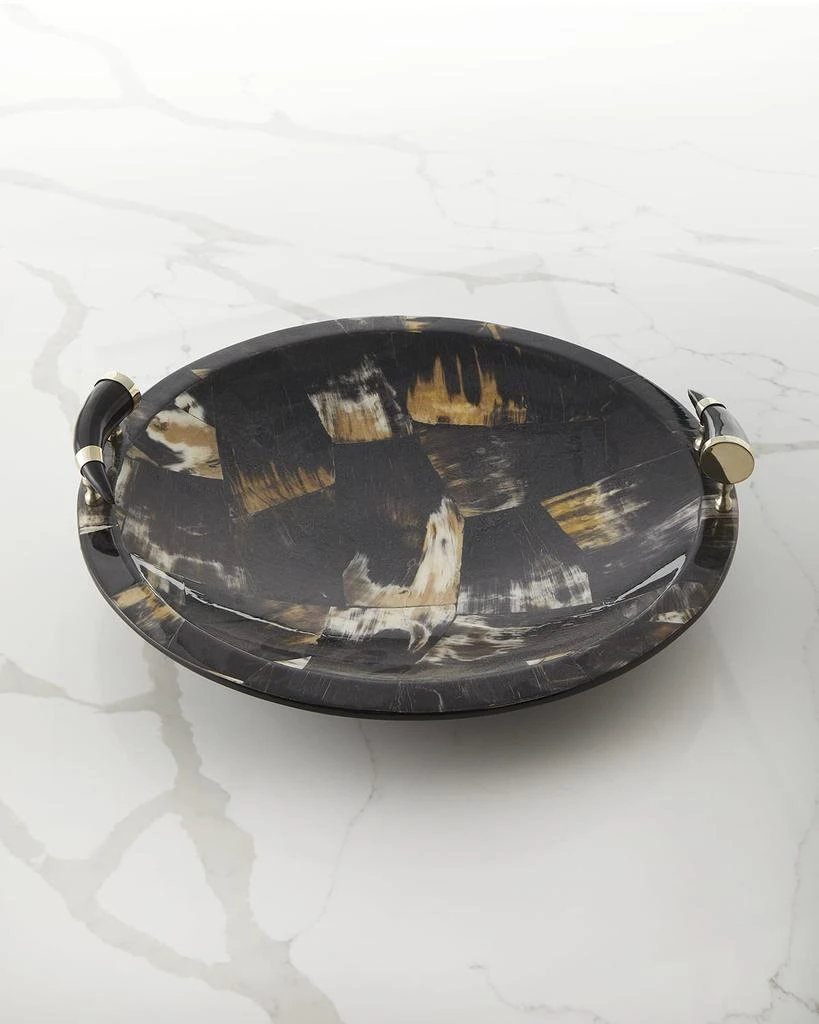 LADORADA Round Horn Domino Platter With Horn Handles 1